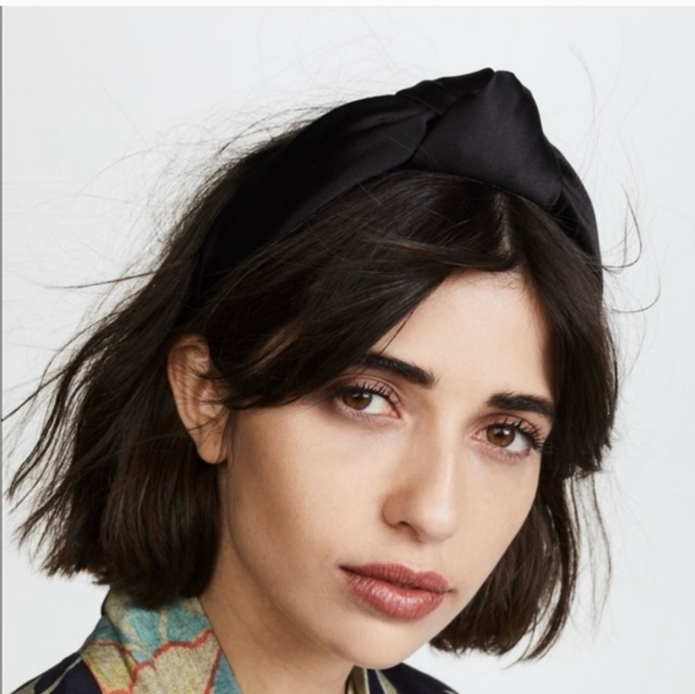 Eugenia‎ Kim Maryn Tall Knot Black Leather Headband Retro Rare